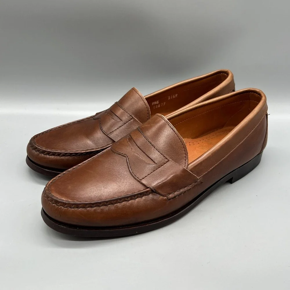 Allen Edmonds Penny Loafers Mens 9.5 Brown Leather Cavanaugh Dress Shoes Preppy